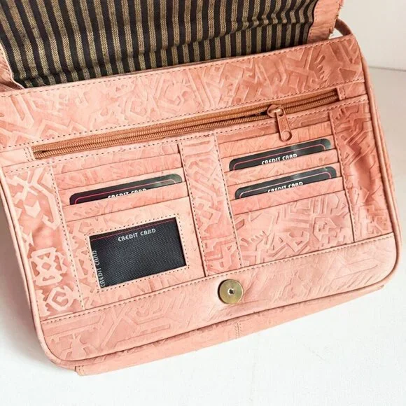 Leather Hand tooled Made in India Travel Crossbody Bag - Picture 5 of 10